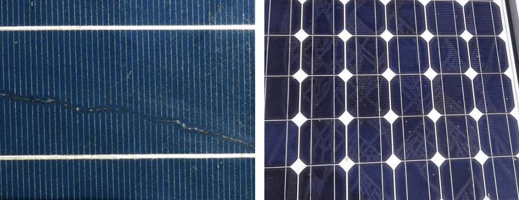 two cracked solar panels