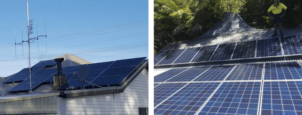 solar panels fixed on houses covered in shade